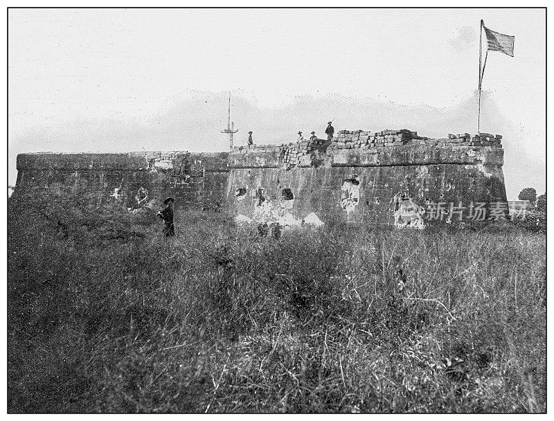 古董黑白照片:Fort Malate，菲律宾
